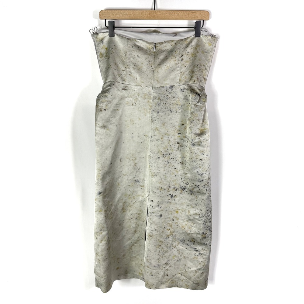Rachel Comey Slick Dress Strapless Silk Midi Grey‎ Satin Abstract Print Sz 6 - Picture 6 of 9